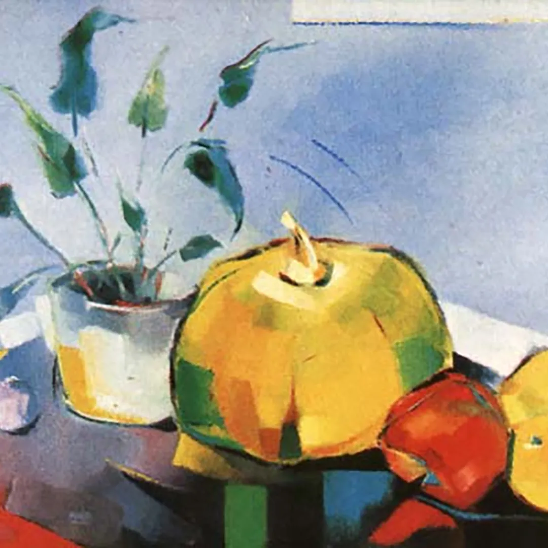 Naturaleza muerta con zapallo y planta (1985)